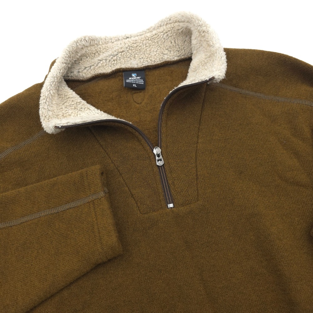 Kuhl Interceptr 1/4 Zip Fleece Pullover Mens XL Brown Alfpaca Gold Jacket